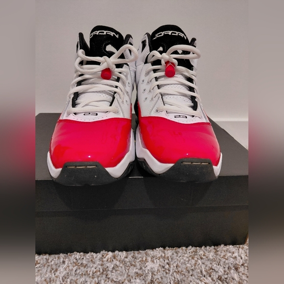 Jordan Red and White High-Top Sneakers - Picture 9 of 17